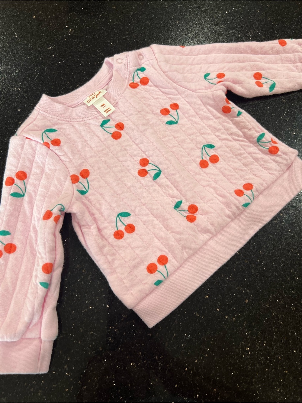 Light Pink Quilted Cherry Sweatshirt
